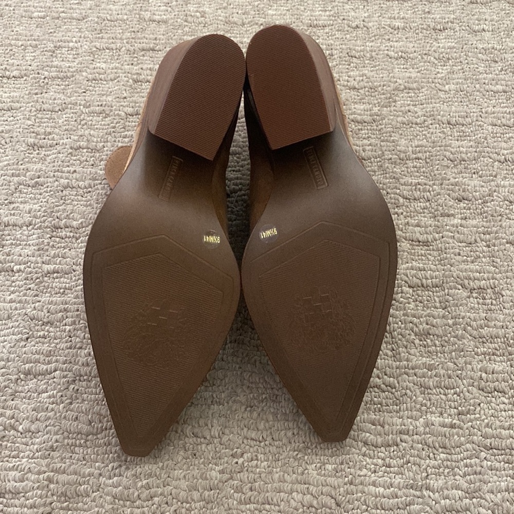 Vince Camuto Gigietta Suede Block Heel Western Cowboy Ankle Boots BrownTan s 9.5 - Picture 8 of 12